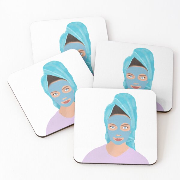 Item preview, Blue-eyed girl with a towel on her head and a cosmetic mask on her face designed and sold by ElenaMorshinina.