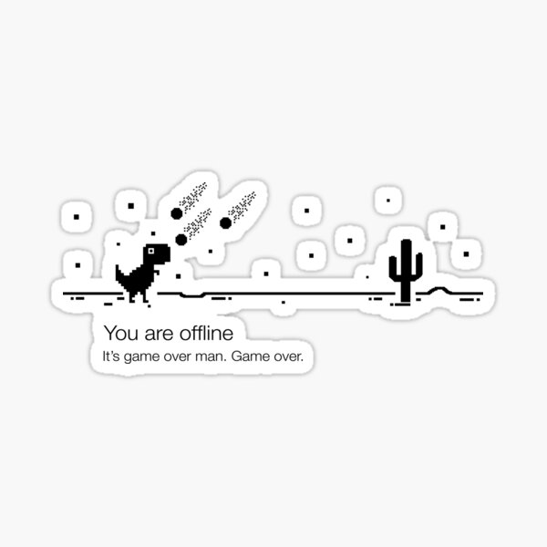 Offline - Unable to connect to the internet - Dino Game Sticker Sticker  for Sale by FoxBrother