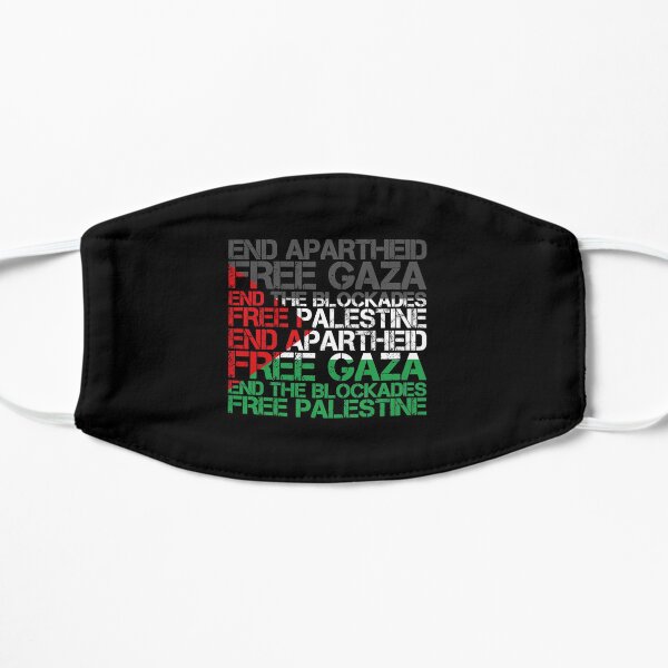 Palestine Flag Wordcloud - End Apartheid Free Flat Mask