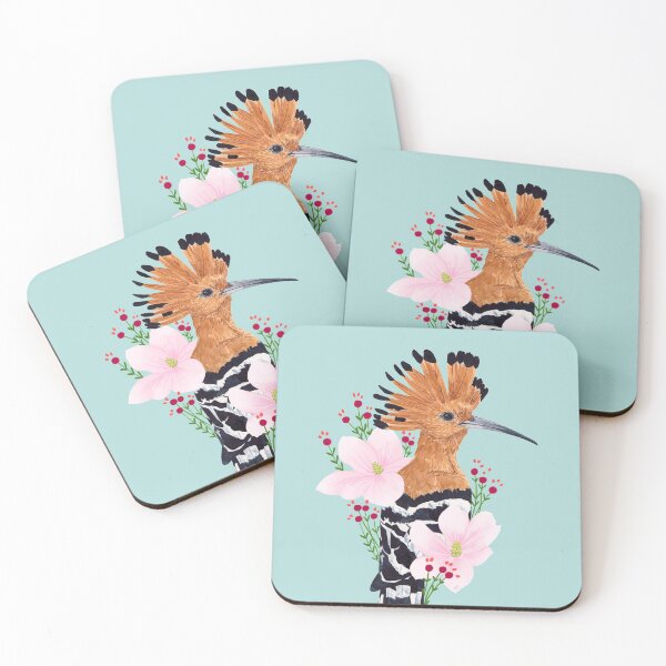 Item preview, HOOPOE & FLOWERS (light blue) designed and sold by BEATRIZ ABAITUA.