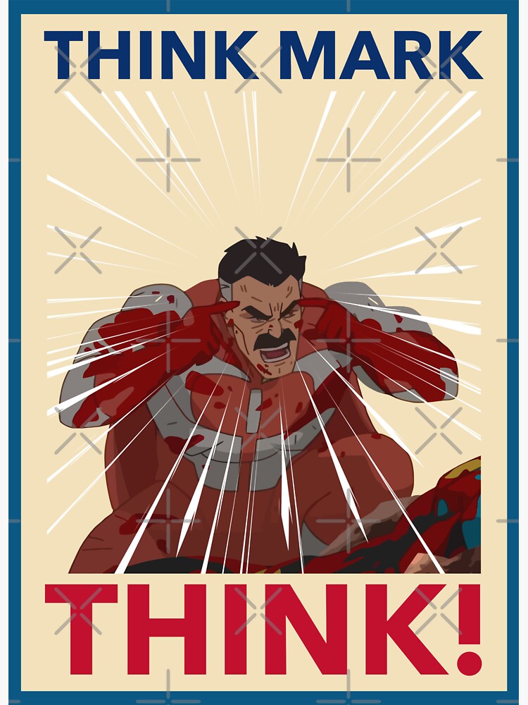 Pegatina «¡PIENSA MARCA, PIENSA! MEME de Invincible Omniman» de