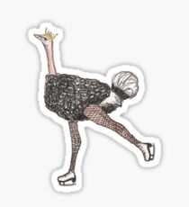 Figure Skating Ostrich Sticker