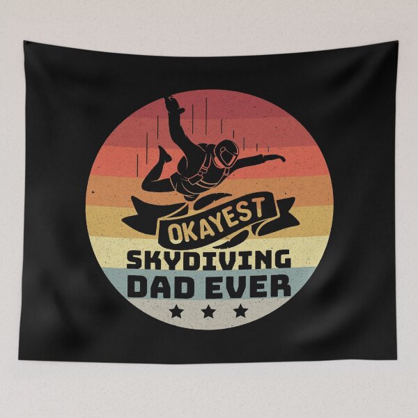 Item preview, Okayest skydiving dad ever, skydiving, free fall, nothing compares, the sky is my playground, retro distressed sunset designed and sold by Orianah.