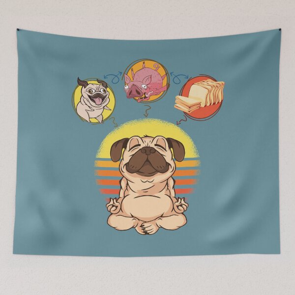 Item preview, Funny Yoga Pug, Dog Pig Loaf of Bread, Artificial Intelligence malfunction, AI image recognition cartoon meme  designed and sold by Ransyn Art.