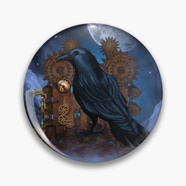 Item preview, Steampunk cute crow with clock and gears designed and sold by nicky2342.