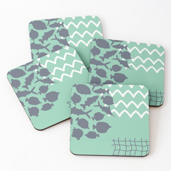 Item preview, Abstract underwater aquamarine fish world and white waves designed and sold by essskina.