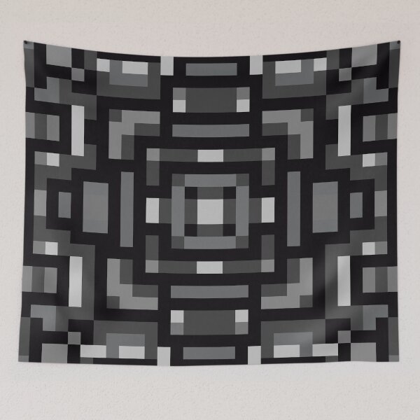 Item preview, Greyscale "Apex" Abstract Geometric Pixel Art Pattern designed and sold by LizardGlow.