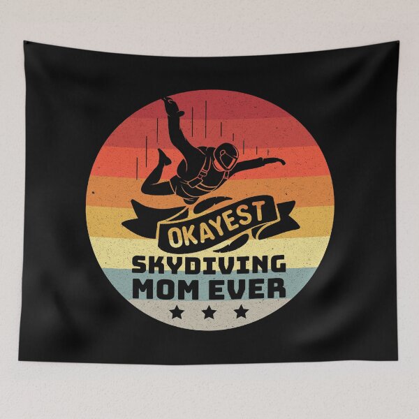 Item preview, Okayest skydiving mom ever, skydiving, free fall, nothing compares, the sky is my playground, retro distressed sunset designed and sold by Orianah.