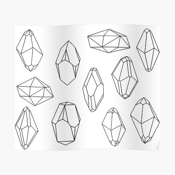Póster «Dibujo de boceto de diamante con gemas grandes en blanco y negro»  de SIR3NN | Redbubble