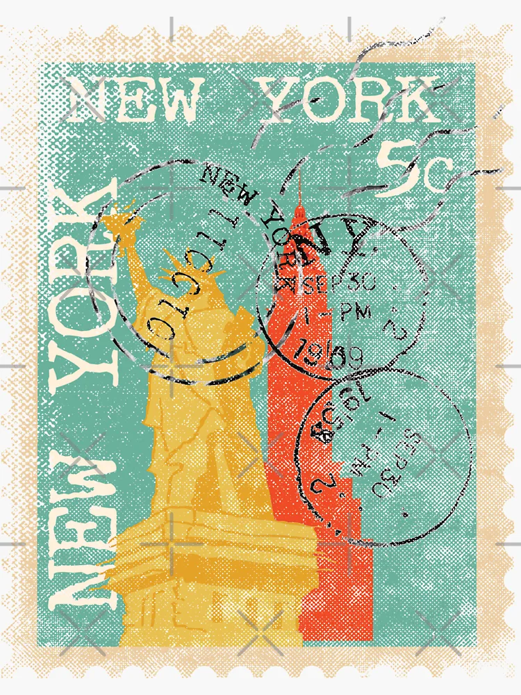 10 Statue of Liberty Vintage Postage Stamps // Blue and White Lady Liberty  New York City Stamps for Mailing