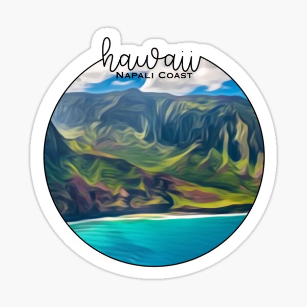 Hawaii Drawing - Napali Coast Sticker