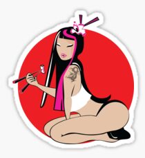Asian Sushi Girl Sticker