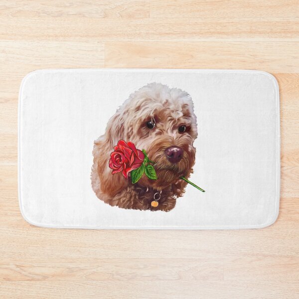 Item preview, Cavapoo cavoodle with red rose - Cavapoo puppy dog  - cavalier king charles spaniel poodle, dog Valentine’s day designed and sold by Artonmytee.
