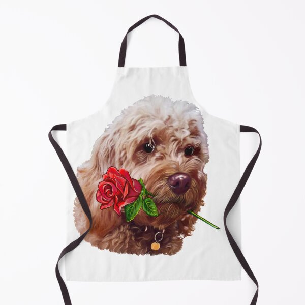 Item preview, Cavapoo cavoodle with red rose - Cavapoo puppy dog  - cavalier king charles spaniel poodle, dog Valentine’s day designed and sold by Artonmytee.