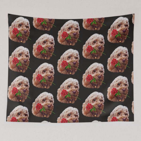 Item preview, Cavapoo cavoodle with red rose - Cavapoo puppy dog - cavalier king charles spaniel poodle, dog Valentine’s day designed and sold by Artonmytee.