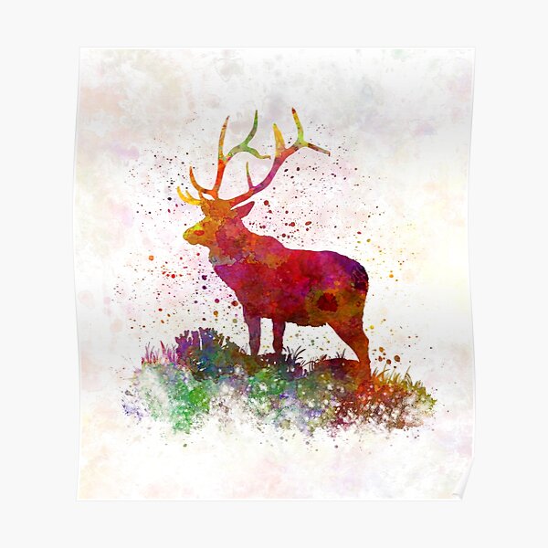 Moose In Watercolor Art Animal Male Wall Cervidae Silhouette Reindeer Deer  Elk Alces Paint Hand Nature Wildlife Head Horn Abstract Wild Sketch Color  Posters for Sale | Redbubble