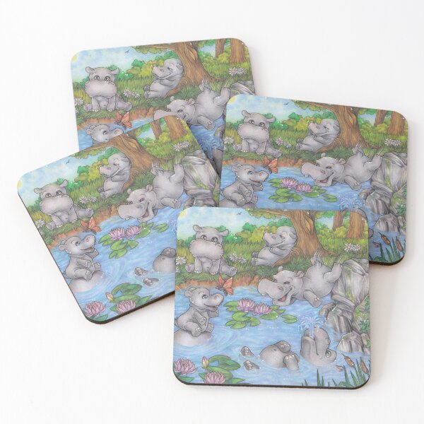 Item preview, Hippos bathing - a cute gift idea for every hippo friend designed and sold by ZadzeneaArt.