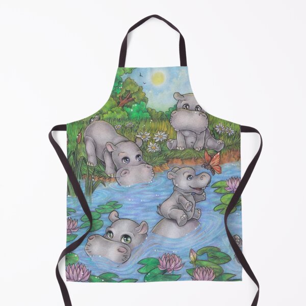 Item preview, Hippos bathing - a cute gift idea for every hippo friend designed and sold by ZadzeneaArt.