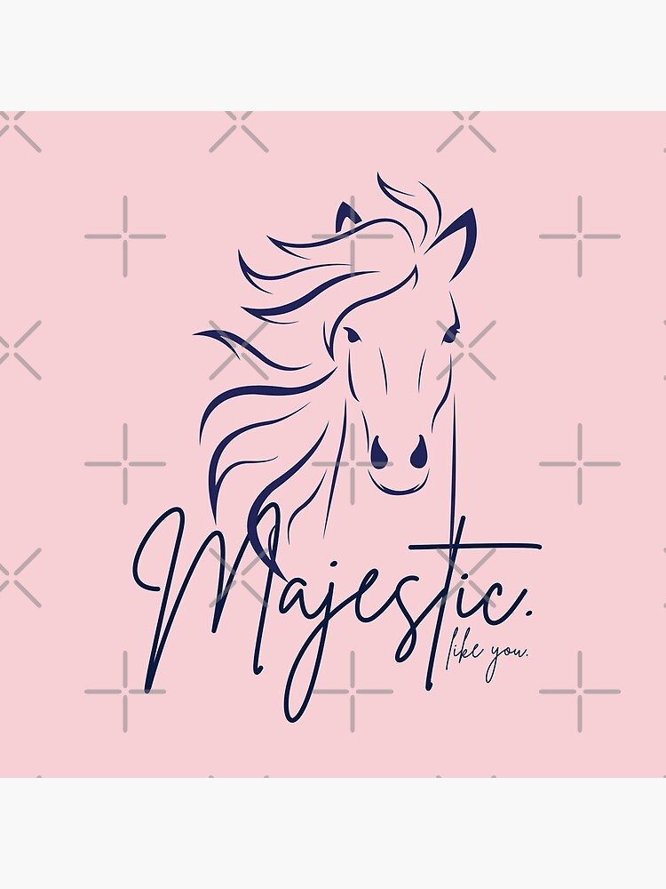 Thumbnail 4 of 4, Pillow, Lovely Light Pink & Navy Blue "Majestic ... like you" Horse designed and sold by DesignsbyEH.
