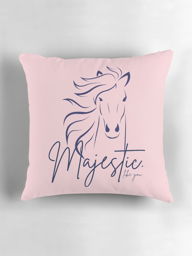 Thumbnail 3 of 4, Pillow, Lovely Light Pink & Navy Blue "Majestic ... like you" Horse designed and sold by DesignsbyEH.
