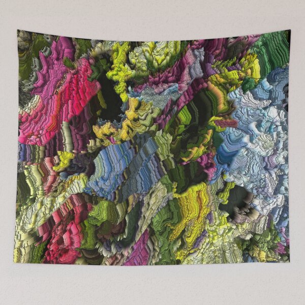 Item preview, Abstract Floral Digital Painting-"Petrol"- 3D relief/ Design by The Raumier designed and sold by N-W-T-S-I-O.
