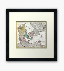 Vintage Map of Denmark (1730) Framed Print