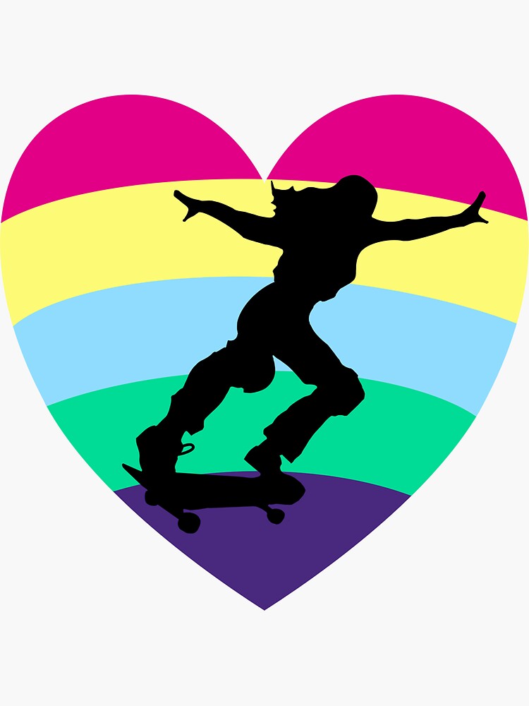 I love skater girls. Silhouette on a heart by twincastlegames