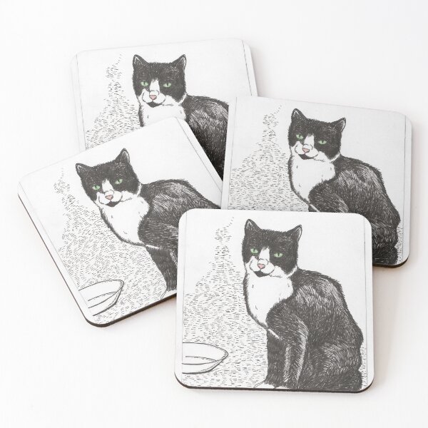 Item preview, Cat with bowl. Pen, ink on 18 x 23cm Bristol paper designed and sold by crowleyronan123.