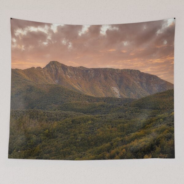 Item preview, Colorful sunset light in a Spanish Montseny Mountain in autumn time designed and sold by digoarpi.