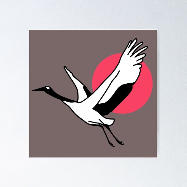 Item preview, Japanese stork design on the background of dawn designed and sold by VADIMproducts.