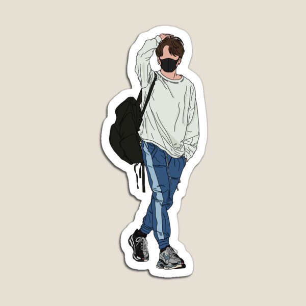 BTS J-Hope Airport Fashion - Black Sticker for Sale by