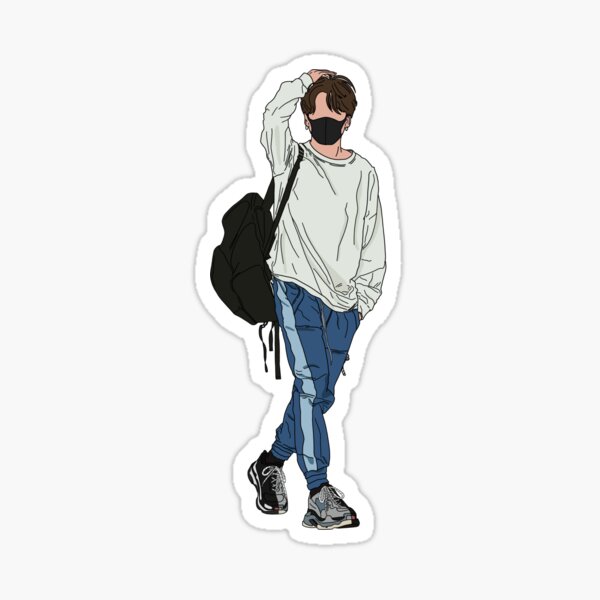 BTS SUGA Yoongi Airport Fashion Laminated Glossy Vinyl Sticker