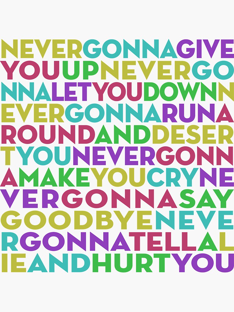 Rickroll Never Gonna Give You Up V2 Sticker For Sale By X1brett Redbubble 0169