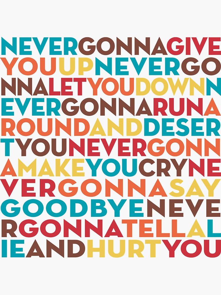 Rickroll Never Gonna Give You Up V4 Sticker For Sale By X1brett Redbubble 3103