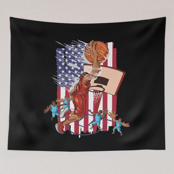 Item preview, Basketball Player Slam Dunk American Flag designed and sold by FalkDania.