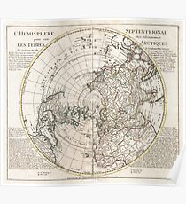 Vintage Map of The Northern Hemisphere (1741) Poster