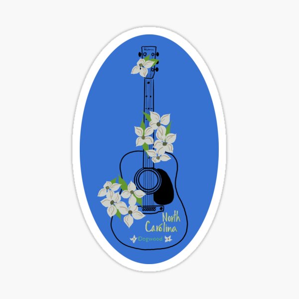 Guitar with North Carolina state flower Dogwood Sticker
