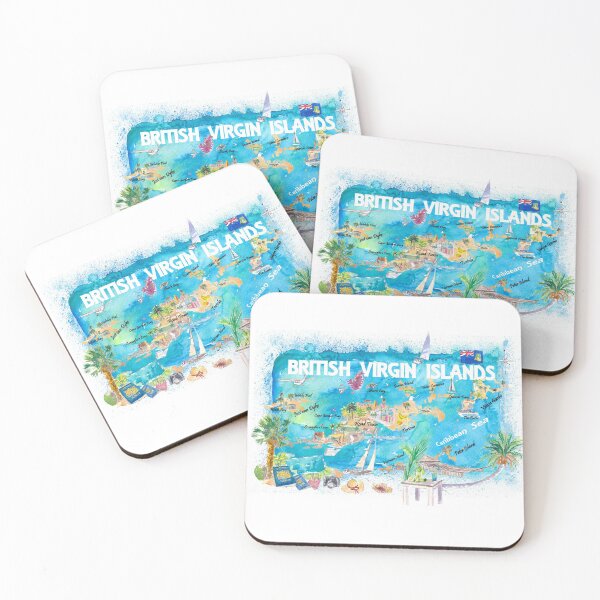 Item preview, British Virgin Islands Illustrated Travel Map with Roads and Highlights designed and sold by artshop77.