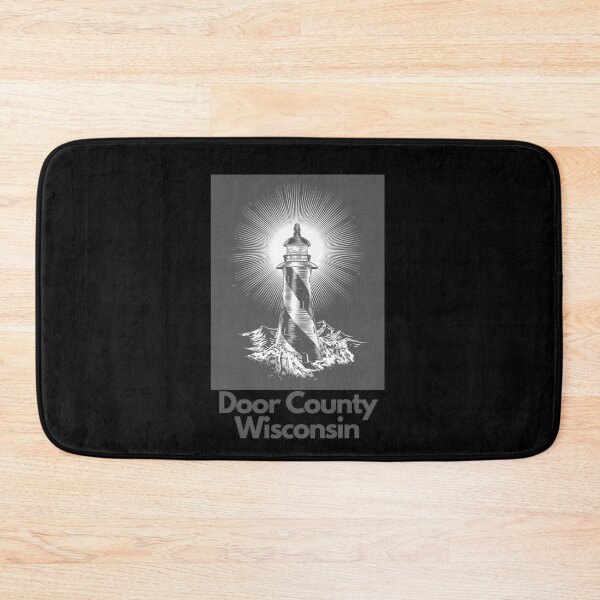 Item preview, Copy of Door County Wisconsin Lighthouse Waves Beacon Rocks Graphic Drawing Picture Design Lake Michigan Travel Vacation Camping Grey White Color designed and sold by fineartprints1.