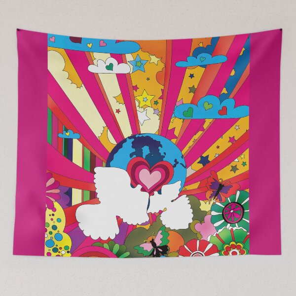 Item preview, Brightly colored sky with doves, hearts and planet earth. designed and sold by ScienceSource.