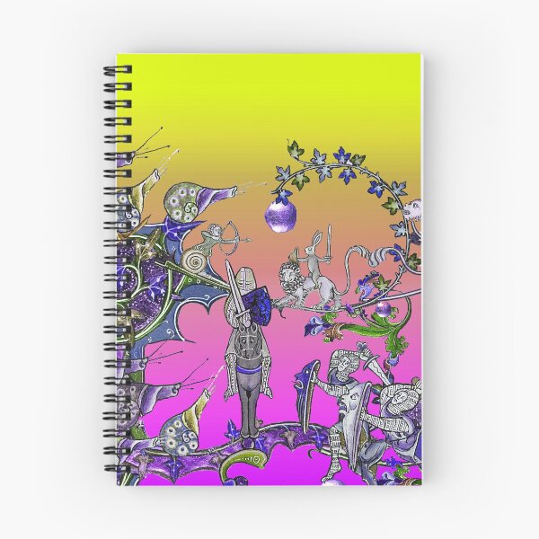 Item preview, WEIRD MEDIEVAL BESTIARY  WAR, KNIGHTS AND KILLER RABBITS FIGHTING WITH GIANT SNAILS Pink Yellow Blue designed and sold by BulganLumini.