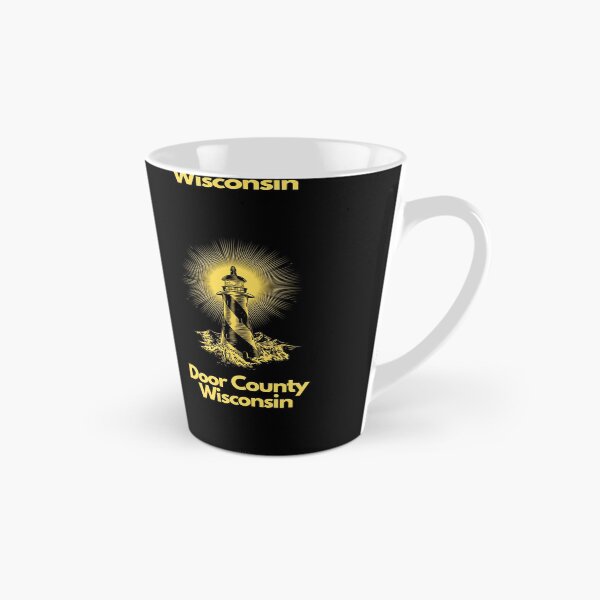 Item preview, Door County Wisconsin Lighthouse Waves Beacon Rocks Graphic Drawing Picture Design Lake Michigan Travel Vacation Camping Bright Yellow and Black designed and sold by fineartprints1.