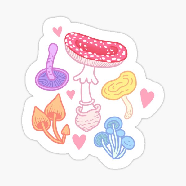 Mushroom Pattern on Black Sticker