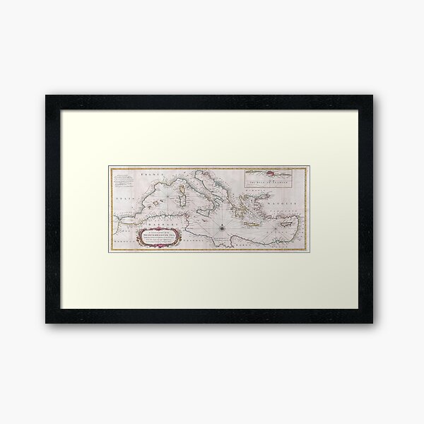 Item preview, Vintage Map of The Mediterranean Sea (1745) designed and sold by BravuraMedia.