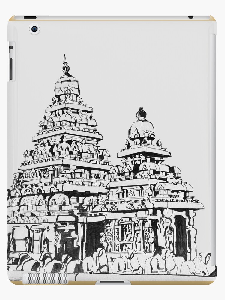 The shore temple Mahabalipuram  Architecture drawing Temple  architecture Illustration