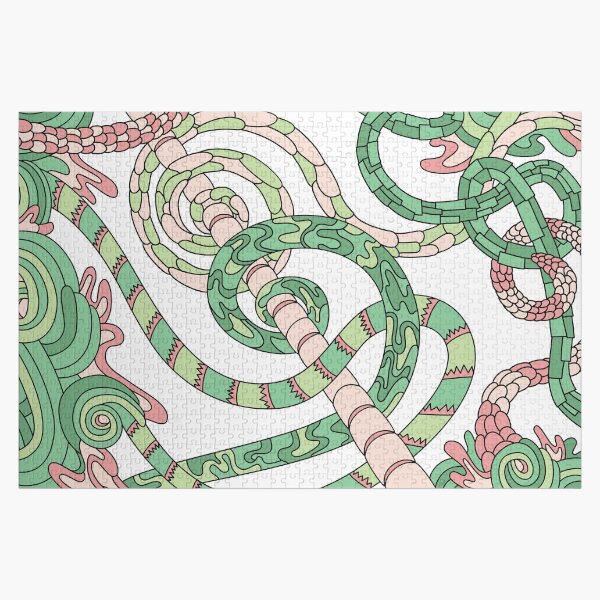 Wandering Abstract Line Art 46: Green Jigsaw Puzzle