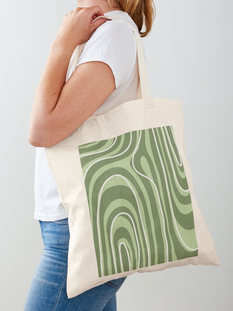 Y2K wavy zebra abstract design in green | Tote Bag