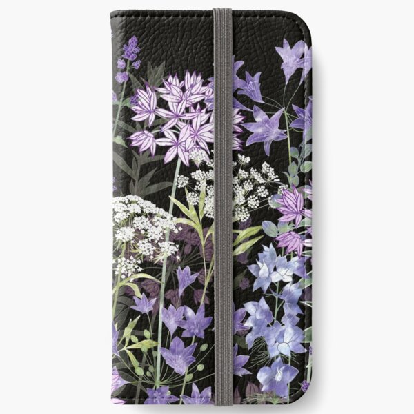 Flower Garden at Midnight - Allium Eros, Larkspur, Ammi, Cluster Lilies, Catmint iPhone Wallet
