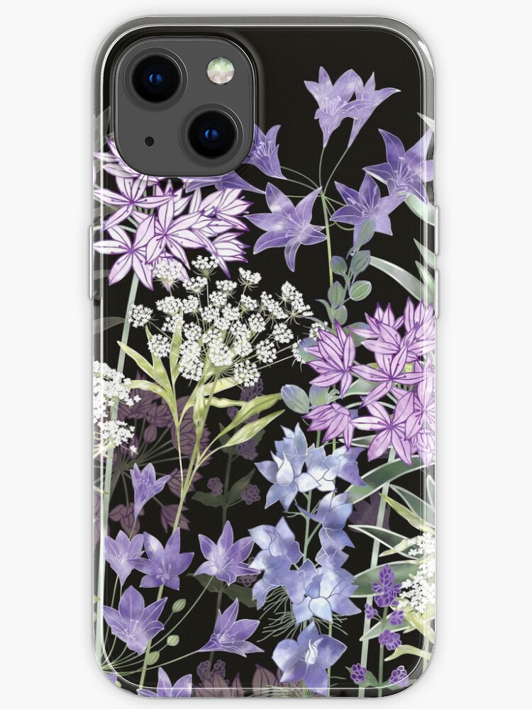 Funda de iPhone «Jardín de flores a medianoche - Allium Eros, Larkspur,  Ammi, racimos de lirios, Catmint» de Fiona-Calder | Redbubble