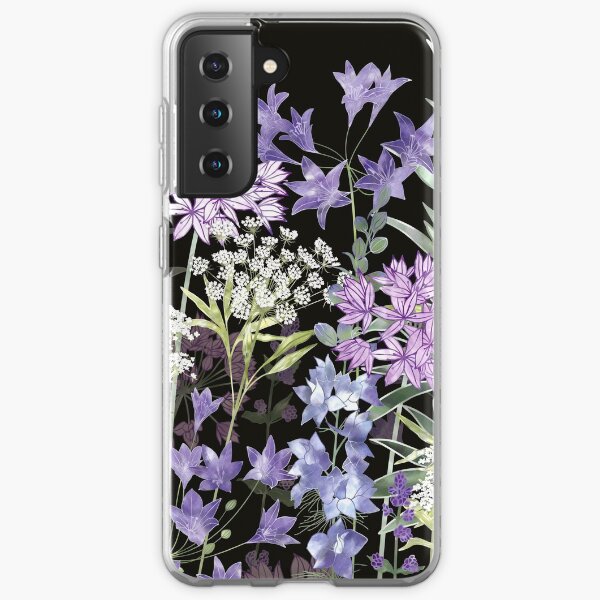 Flower Garden at Midnight - Allium Eros, Larkspur, Ammi, Cluster Lilies, Catmint Samsung Galaxy Soft Case